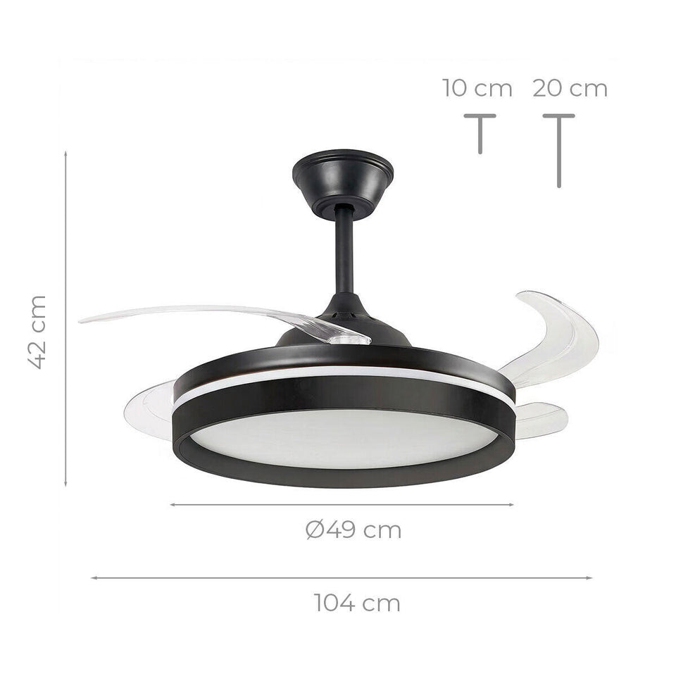 Ventilador de Techo con Luz LED, 4 Aspas Retráctiles y Mando a Distancia InnovaGoods