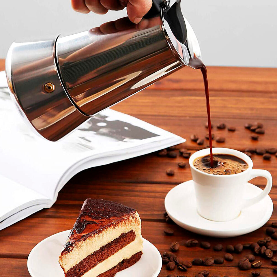Cafetera Italiana De Acero Inoxidable 12 Tazas Inducción