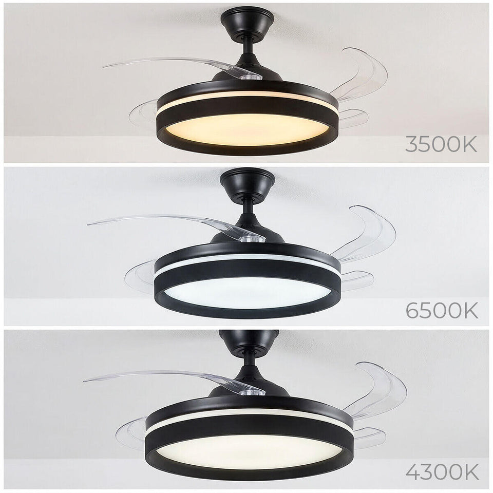 Ventilador de Techo con Luz LED, 4 Aspas Retráctiles y Mando a Distancia InnovaGoods
